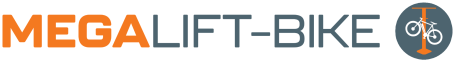MEGALIFT-BIKE logo with stylized bicycle icon in orange and gray